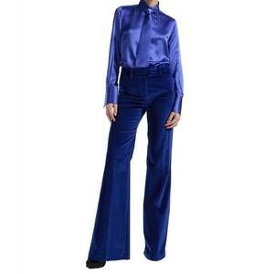 NEW BARBARA BUI velvet wide leg trousers in royal blue